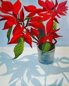 Poinsettia, with shadows. Acrylic